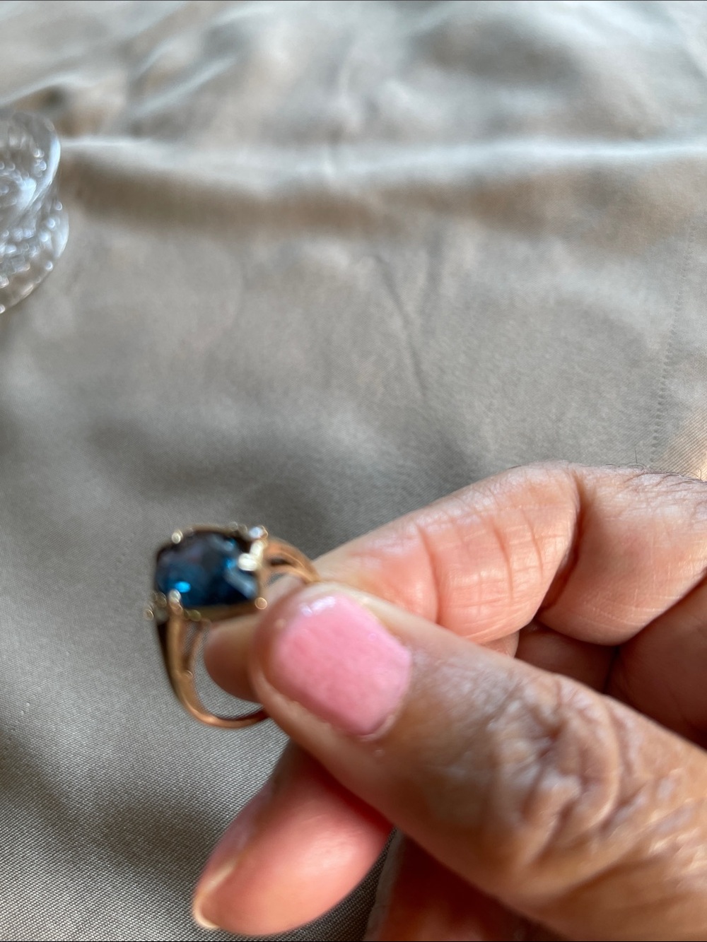 Vintage Dasun Elegant Blue with 2 stones 10K Gold Ring - Picture 12 of 16